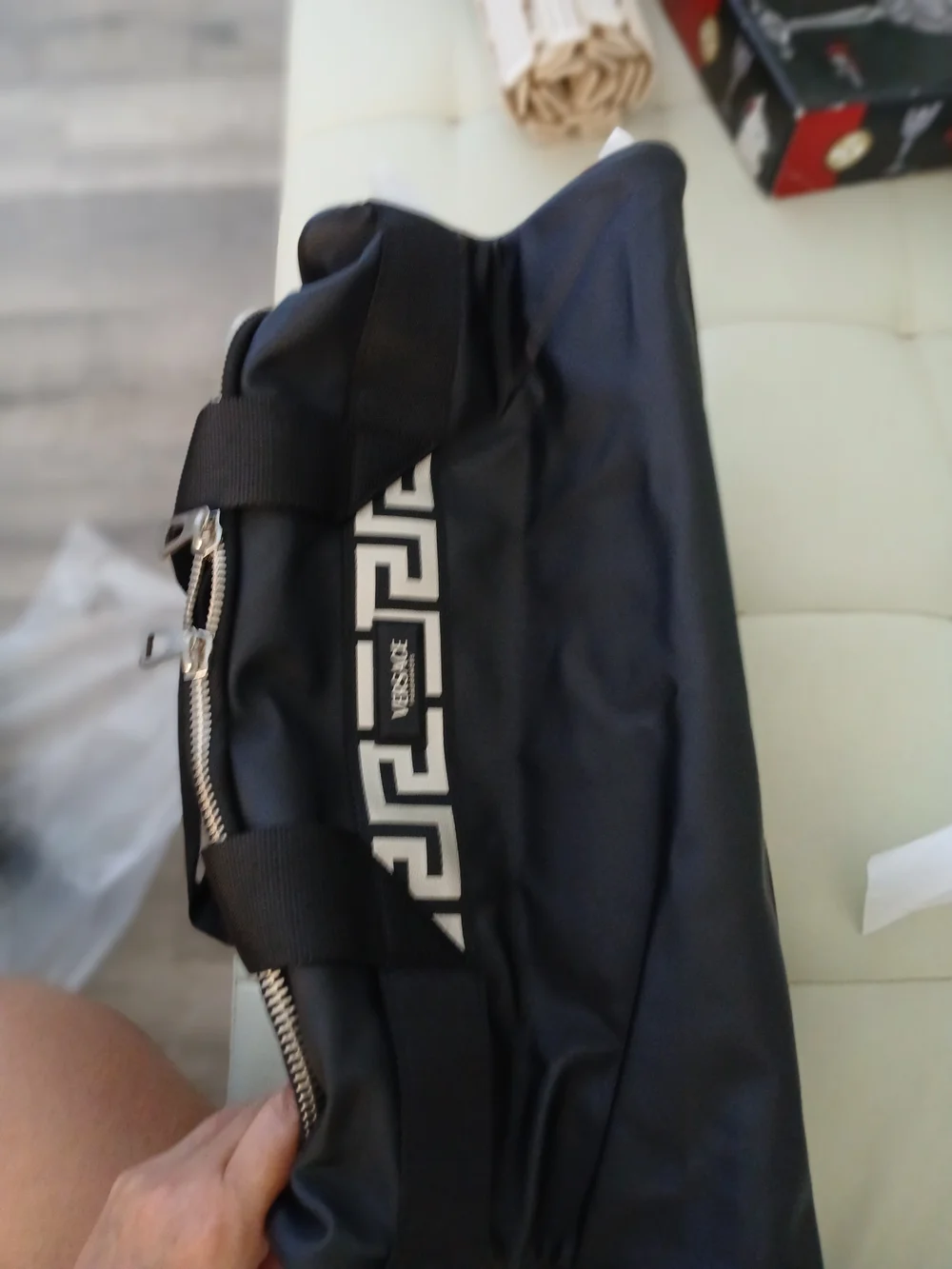 Versace Men’s Black Logo Travel Duffle Bag